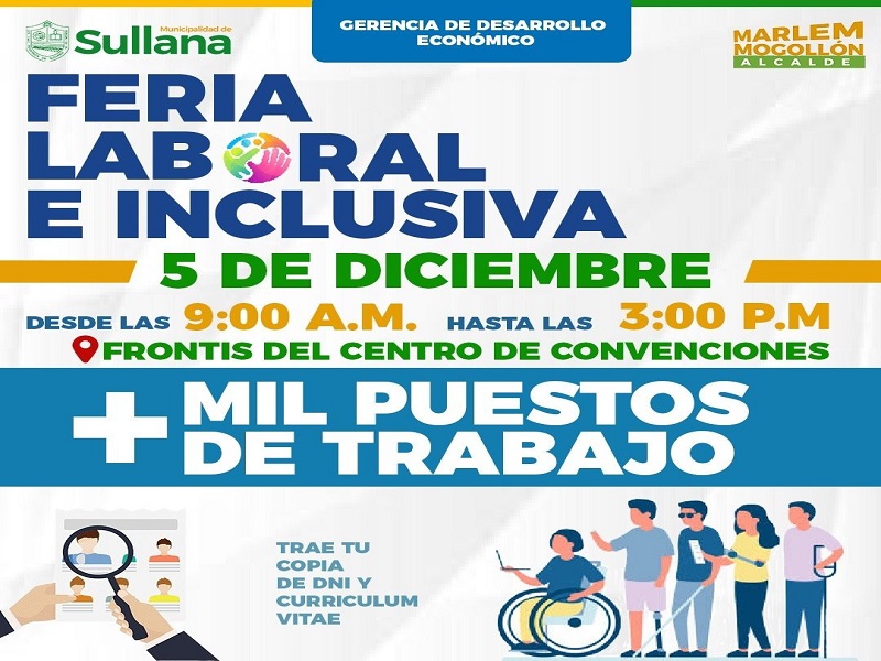 Municipalidad de Sullana organiza Feria Laboral e Inclusiva con más de mil oportunidades de empleo
