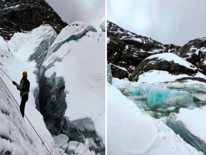 Momentos de terror: glaciar se desprende y sorprende a montañistas que realizaban curso de rescate en parque nacional Huascarán